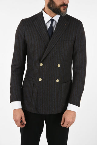 CC COLLECTION awning striped silk and virgin wool REWAARD double-breasted blazer