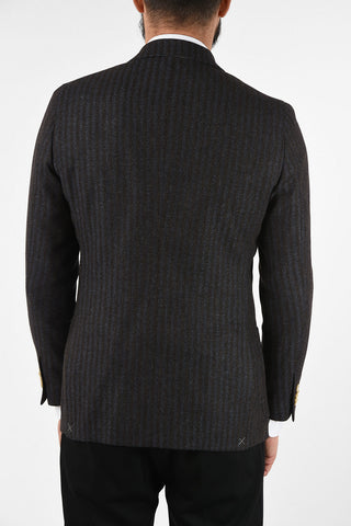CC COLLECTION awning striped silk and virgin wool REWAARD double-breasted blazer