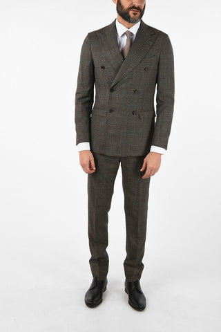 CC COLLECTION REWARD district check virgin wool 3-button double breasted suit