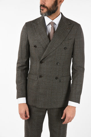 CC COLLECTION REWARD district check virgin wool 3-button double breasted suit