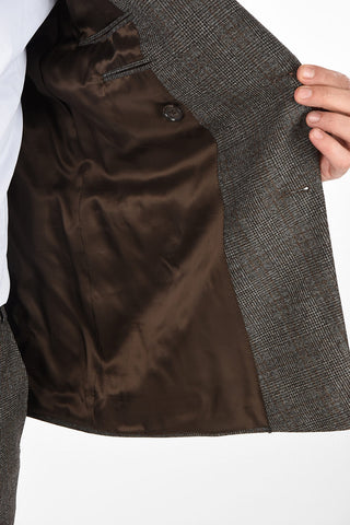 CC COLLECTION REWARD district check virgin wool 3-button double breasted suit
