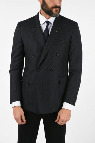 CC COLLECTION virgin wool checked RESET double breasted blazer