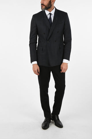CC COLLECTION virgin wool checked RESET double breasted blazer