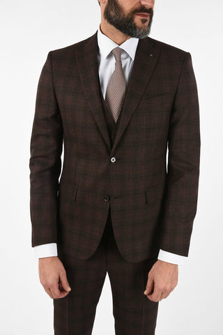 CC COLLECTION RESET tattersall check virgin wool drop 8R 3 piece waistcoat suit