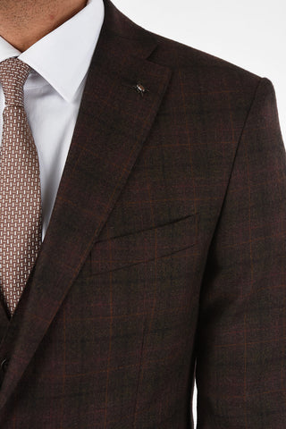 CC COLLECTION RESET tattersall check virgin wool drop 8R 3 piece waistcoat suit