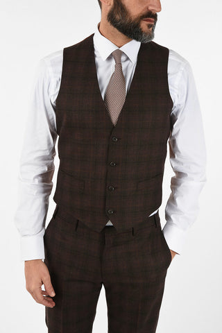 CC COLLECTION RESET tattersall check virgin wool drop 8R 3 piece waistcoat suit