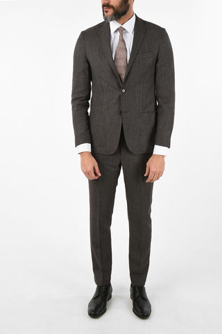 CC COLLECTION RIGHT plain herringbone virgin wool drop 6R suit
