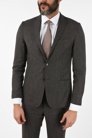 CC COLLECTION RIGHT plain herringbone virgin wool drop 6R suit