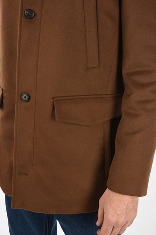 ID Beaver Fur Collar Virgin Wool Coat