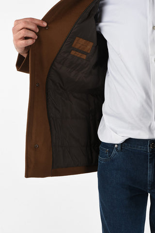 ID Beaver Fur Collar Virgin Wool Coat