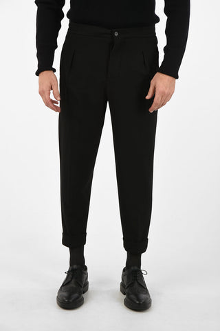 CC COLLECTION Single Pleated INTERLOCK PENYE Cropped Joggers