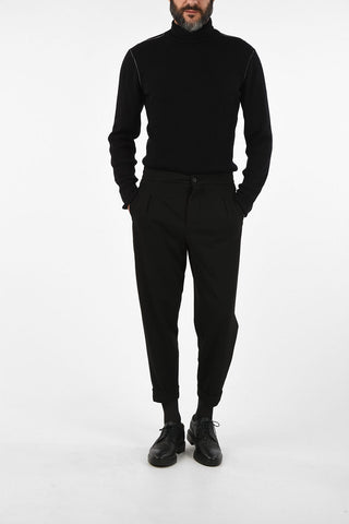 CC COLLECTION Single Pleated INTERLOCK PENYE Cropped Joggers