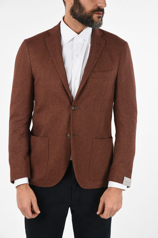 plain herringbone silk and cashmere GATE drop 7R blazer