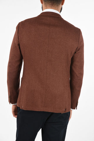 plain herringbone silk and cashmere GATE drop 7R blazer