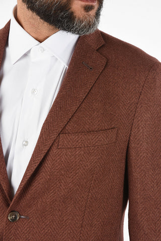 plain herringbone silk and cashmere GATE drop 7R blazer