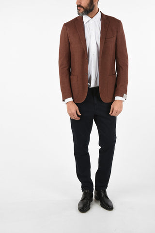 plain herringbone silk and cashmere GATE drop 7R blazer