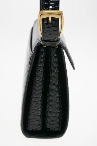 Croco Printed Leather GHOST MEDIUM Shoulder Bag