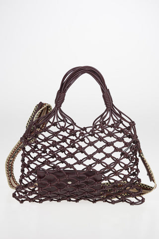 Faux Leather Fisherman Tote Bag with Removable Shoulder Strap