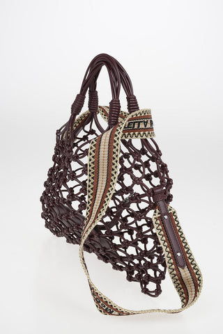 Faux Leather Fisherman Tote Bag with Removable Shoulder Strap