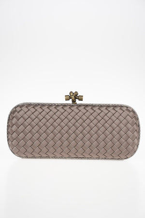 Embroidered Silk KNOT Clutch with Elaphe Leather Trimmings 