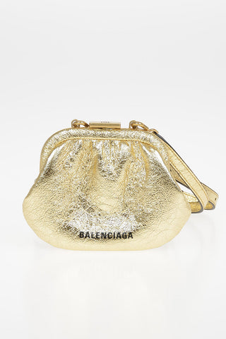 Metallic Leather Mini Wallet with Removable Shoulder Strap