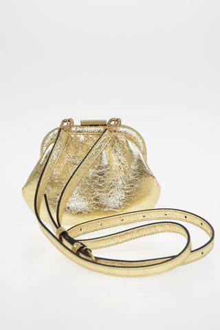 Metallic Leather Mini Wallet with Removable Shoulder Strap