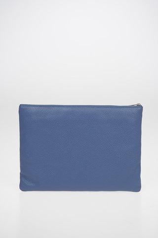 Pouch in Pelle Martellata con Chiusura zip