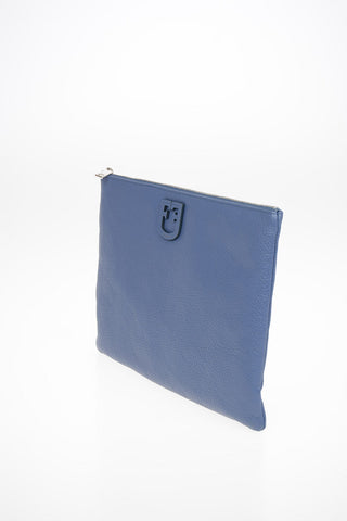 Pouch in Pelle Martellata con Chiusura zip