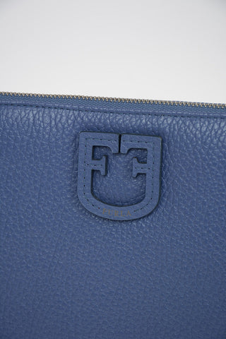 Pouch in Pelle Martellata con Chiusura zip