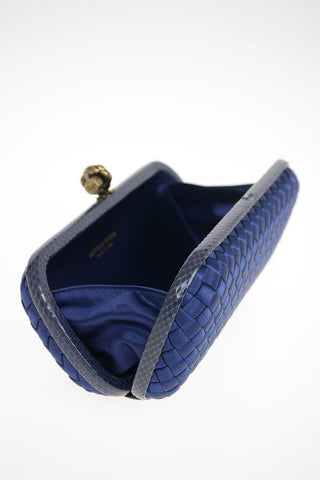 Clutch KNOT in Seta Intrecciata con Finiture in Elaphe
