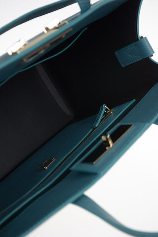Textured Leather Tote Bag with Removable Shoulder Strap