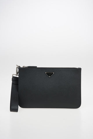 Saffiano Leather Pouch with Double Insert