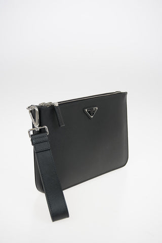 Saffiano Leather Pouch with Double Insert