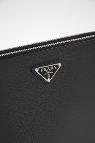 Saffiano Leather Pouch with Double Insert