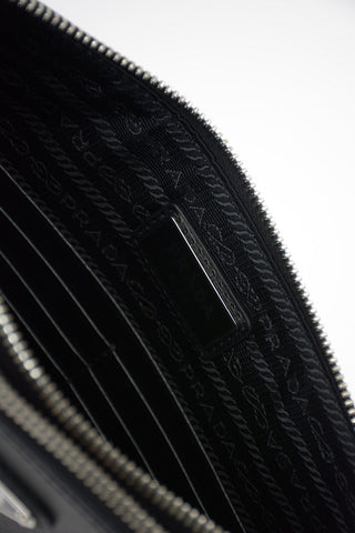 Saffiano Leather Pouch with Double Insert