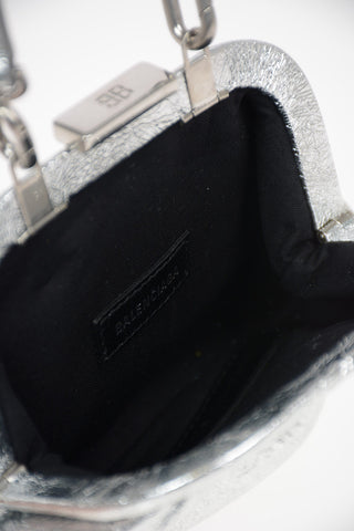 Metallic Leather Mini Wallet with Removable Shoulder Strap
