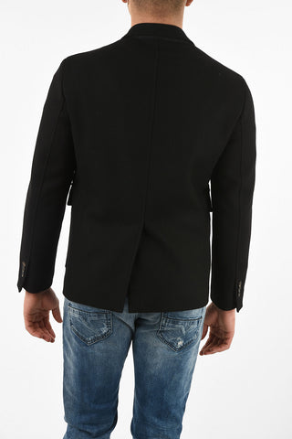 full zip coat with Leather Details