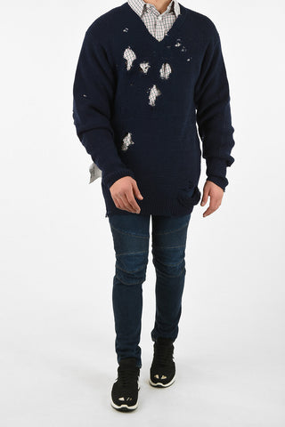 Wool Distressed Oversized Sweater