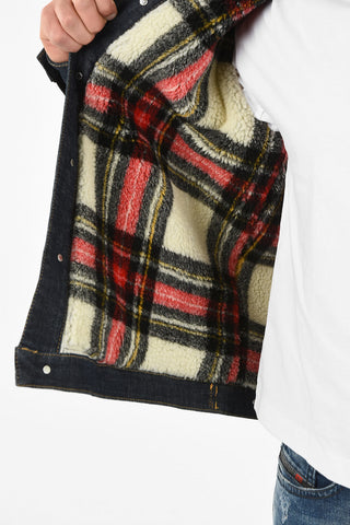 denim OVER  jacket with Veltev Detail