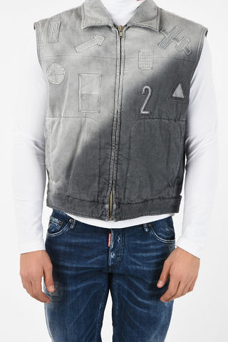 RED TAG Padded Denim Vest with Patches