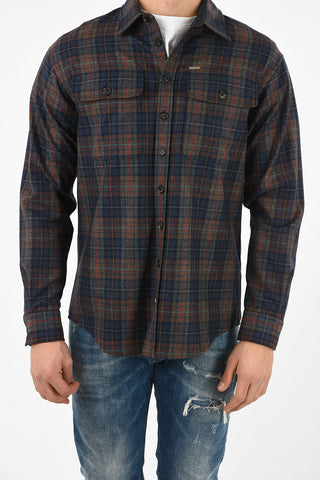 plaid spread collar shirt