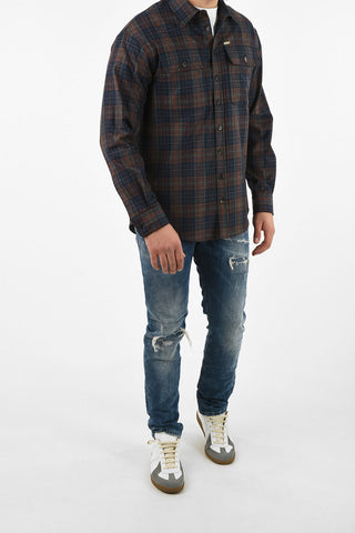 plaid spread collar shirt