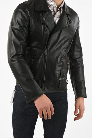 Leather Biker Jacket with Zip Closure