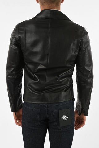 Leather Biker Jacket with Zip Closure