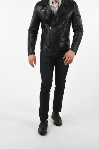 Leather Biker Jacket with Zip Closure