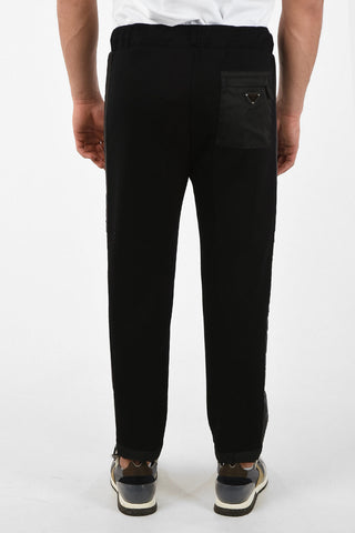 drawstring waist piping pants