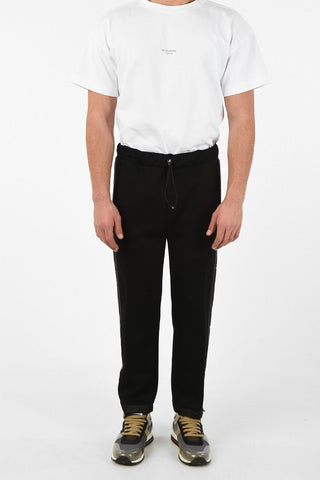 drawstring waist piping pants