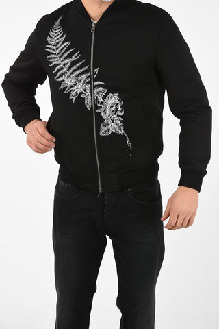 bomber ricamato con zip frontale