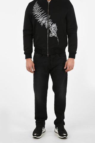 bomber ricamato con zip frontale