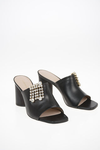 8 cm Leather THEONE Mules with Jewel Details